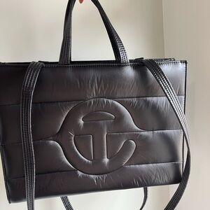Telfar Black Quilted Logo Tote